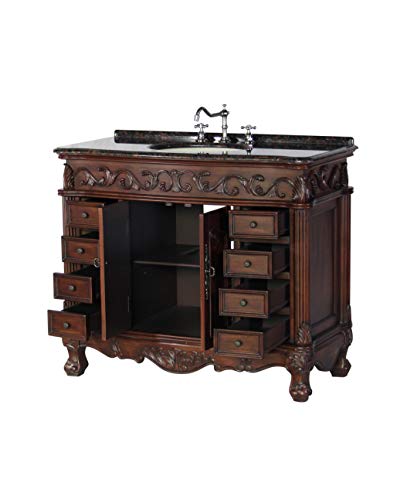 Chinese Arts, Inc 42-Inch Antique Style Single Sink Bathroom Vanity Model 3169-42 Bn #TOP1