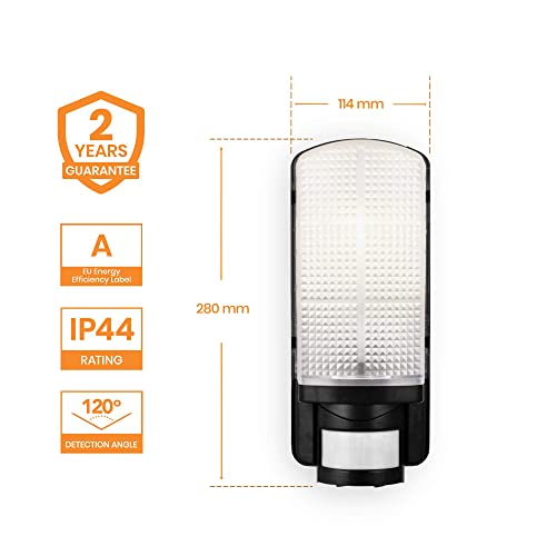 National Lighting Motion Outdoor Lights Mains Powered - PIR Lights Outdoor - Bulkhead Wall Lights with Motion Sensor - IP44 Rated Security Lights - Black Finish - E27 LED Compatible - Image 3