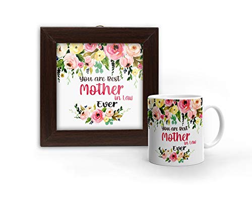 Khakee You are Best Mother in Law Printed Blue Coffee Mug 325 ml and Poster Frame(6x6")- Gift for Mother in Law -Birthday-Anniversary