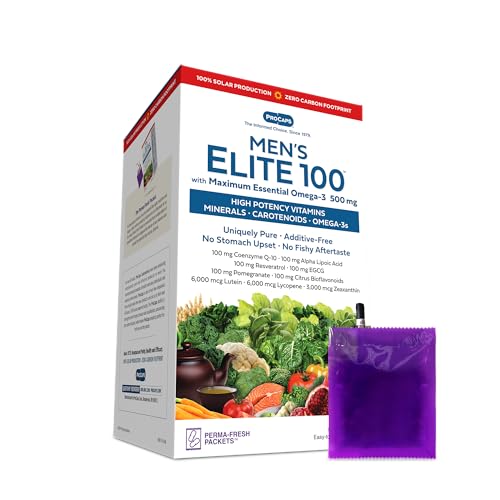 ANDREW LESSMAN Multivitamin-Men's Elite-100 with Maximum Essential Omega-3 500 mg 30 Packets - 40+ Potent Nutrients, Essential Vitamins, Minerals, Phytonutrients and Carotenoids. No Additives