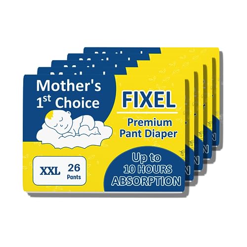 Image of FIXEL Baby Diaper Pants, XX-Large (XXL), Combo of 5 Packs, 130 Pieces, 15-25 kg