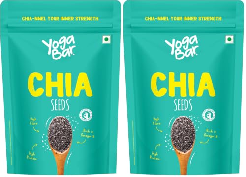 Image of Yogabar Chia Seeds 500g - Rich Source in Plant Protein, Ideal for Microgreens, Salad Toppings, Smoothie Bowls & More (Pack of 2)