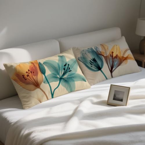 Housse coussin 50x70 cm lot de 2 imperméable tulipe fleur