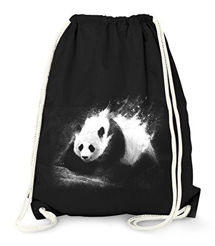 MoonWorks Turnbeutel Panda Splash Hipster Beutel Tasche Jutebeutel Gymsac Gymbag Schwarz unisize