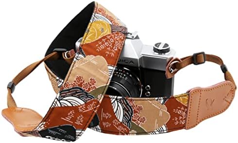 Red Flower Camera Strap - Double Layer Cowhide Ends,2"Wide Pure Cotton Embroidered Woven Camera Strap,Adjustable Universal Neck & Shoulder Strap for All DSLR / SLR Cameras,Gift for Photographers