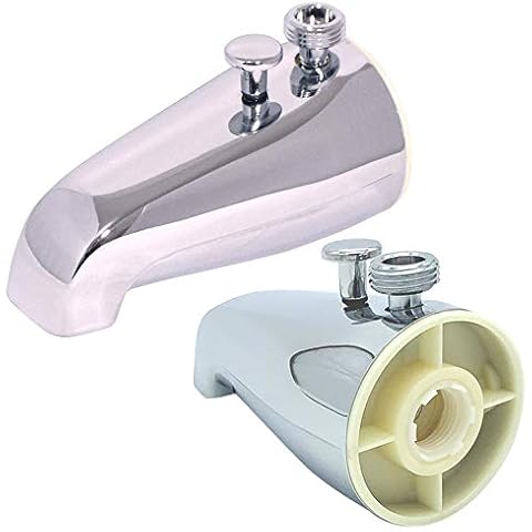 Tub Spout with Rear Diverter and Brass Top Shower Adapter, 3/4 inch to 1/2 inch IPS Face Bushing, 5-1/4 inch Length, Chrome Finish Cover