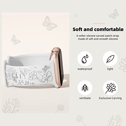 3 Pack Floral Engraved Bands Compatible With Apple Watch Band 40Mm 41Mm 38Mm 42Mm 44Mm 45Mm 49Mm Women,Soft Silicone Cute Wildflowers Sport Laser Strap For Iwatch Bands Series Ultra Se 8 6 5 4 3 2 1 #TOP1