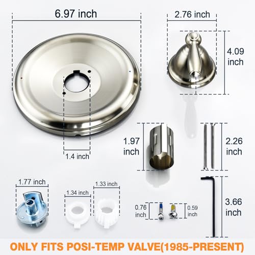 Kit de recambio para ducha y bañera T2151, compatible con válvula Moen Posi-Temp, acabado níquel cepillado, 6.9 pulgadas miniatura 6