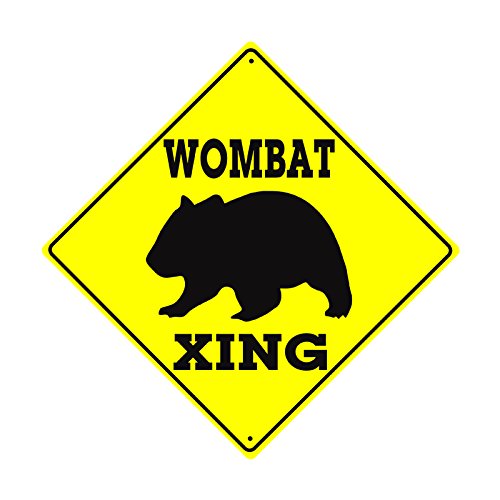Wombat Xing Crossing Wildlife Animal Caution Novelty Road Wall Décor Diamond Metal Aluminum 12 x12  Sign