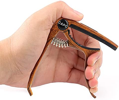 XYW Guitar Capo for Acoustic and Electric Guitar, Bass, Ukulele, Mandolin, Banjo [Quick Release & No Buzz] [Wood Grain]