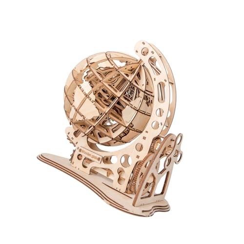 ERINGOGO 創造的な地球儀型木製積み木飾り デスクトップ装飾 手作りクラフトキット 独特なデザインでショップや自宅のインテリアに