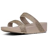  Fitflop Lottie Shimmercrystal Slide, Sandalias para Mujer, Gold (Artisan Gold 667), 37 EU