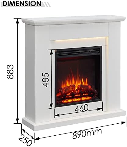 FLAMME Stratford Fireplace with 35" surround with 2kW Fireplace Heater White Multiple Colours Available