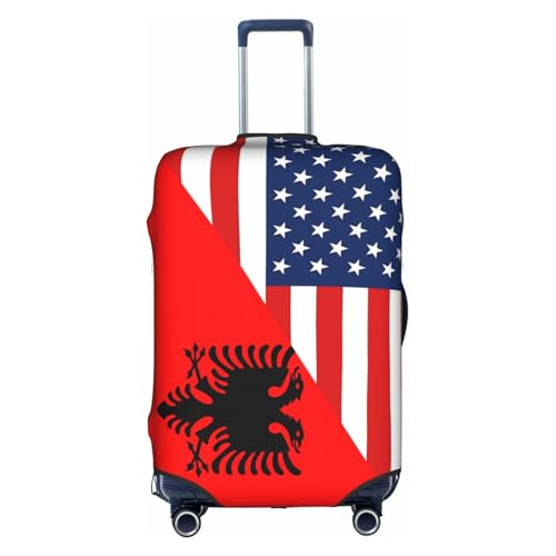 Travel Luggage Cover America Flag And Albania Flag Fashion Washable Baggage Suitcase Protector Fit For Luggage Large