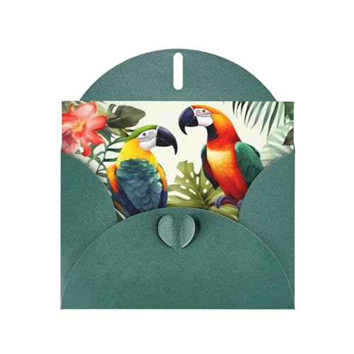 DWVTSLH オオハシ オウム ヤシの木の葉 グリーティングカード 封筒とステッカー付き 空白のメモカード 4x6インチ バースデーカード ポップアップサンキューカード あらゆる機会に最適なステーショナリーセット