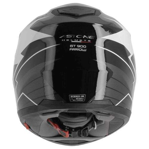 Astone Helmets - Casque de moto GT900 Arrow - Casque intégral large vision - Casque de moto intégral homologué - Casque de moto mixte en polycarbonate - White