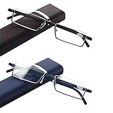 DABYDA Half Frame Reading Glasses with Portable Case Thin Lightweight Reader Glasses for Women and Men(2Pairs 1.5)