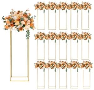 16pcs Gold Flower Stand for Wedding,23.6 Gold Vase Metal Column Stand, Wedding Flower Stand,Floor Vase Table Centerpieces for Reception,Party Wedding Decorations