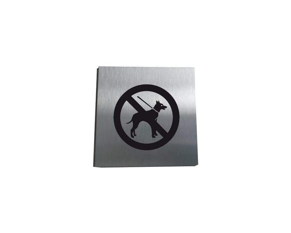 AUA SIGNALETIQUE - Plaque Aluminium Brossé Chien Interdit - 200x200 mm, Argent, 200 x 200 mm - Image 2