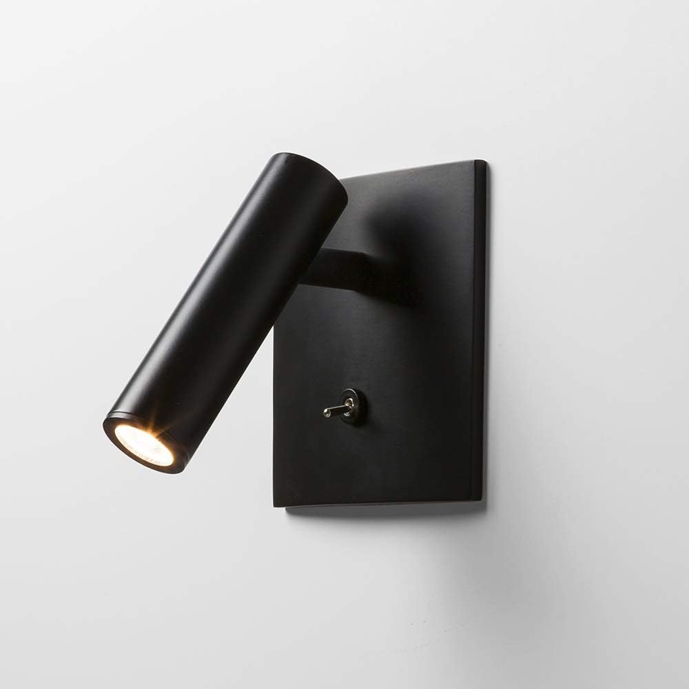 LED Chambre lampe de chevet Hôtel encastré Ingénierie liseuse, tête de lit Hôtel moderne Focused lampe d'éclairage Accent, 3W Night Lights Sconces Mur réglable Spotlight (Color : Matte black)