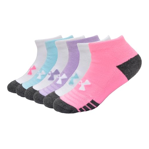 6PK UA PERFORMANCE TECH HALF-CUSHION QUARTER SOCKS