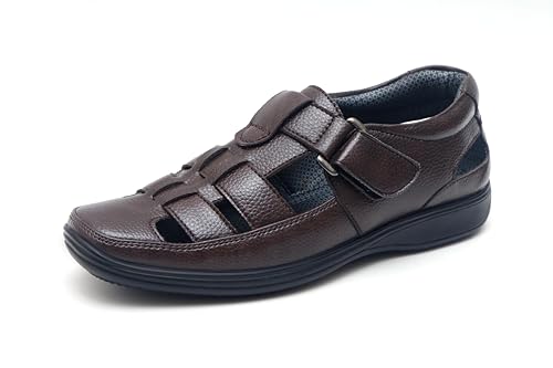 Image of Heels County Faux Leather Fisherman Sandals for Men