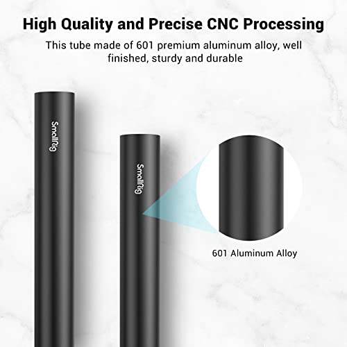 Smallrig 4 Inches (10 Cm) Black Aluminum Alloy 15Mm Rod With M12 Female Thread, Pack Of 2-1049 #TOP2