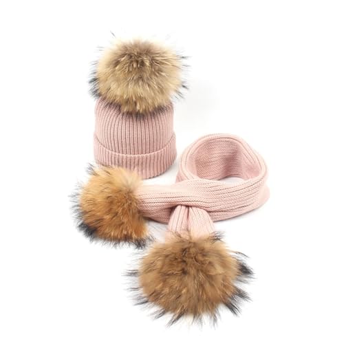 Gorro y bufanda para niños LIFKOME de lana elástica para temporada de frío y nieve