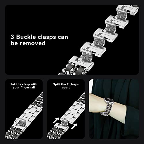 Image of Gold Watch Bands for Women Compatible with Apple Watch Band 38mm 40mm 41mm 42mm 44mm 45mm 46mm 49mm Adjustable Metal Band Cowboy Steel Chain Bracelet for iWatch Series1 /2 /3 /4 /5 /6 /7 /8 /9 /10 /11 /SE