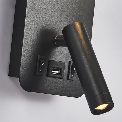 Aplique LED interior de aluminio en acabado negro mate con doble interruptor de alta precisión 2