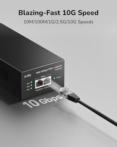 Cudy POE400X 90W 10G Ultra PoE++ Injector Adapter, 802.3bt /802.3at/802.3af Compliant, Up to 90W Ultra Power Supply, 10Gbps Shielded RJ-45, Plug & Play, Metal housing - Image 6