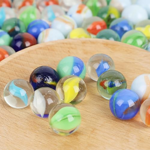 image for 3 otters 110PCS Marbles in A Box，Glass Marbles Bulk 0.63inch Assorte