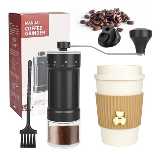 DMJJSD Molinillo de café manual, 40 grados de molienda ajustables, capacidad de 25 g, molinillo de café de mano, mecanismo cónico de cerámica, molinillo de café totalmente metálico, molinillo de mano
