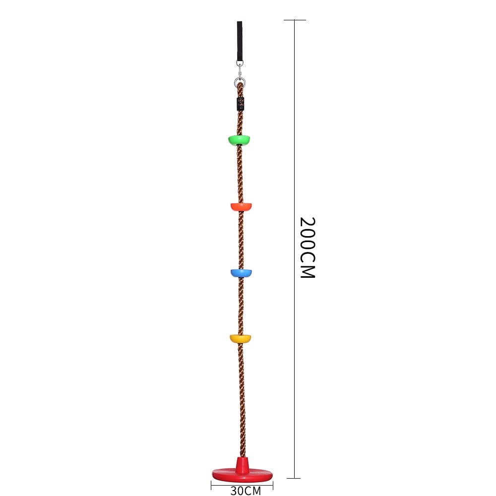 Forhome Sedia a dondolo in legno, per bambini e adulti, con moschettone in acciaio inox e corda regolabile, per interni ed esterni, 16-Wooden Swing Seat