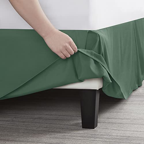 Image of Nestl Hunter Green Bed Skirt Cal King Size - Cal King Bed Skirt 14 Inch Drop - Brushed Microfiber Bed Skirts - Hotel Quality Pleated Bed Skirt - Shrinkage & Fade Resistant