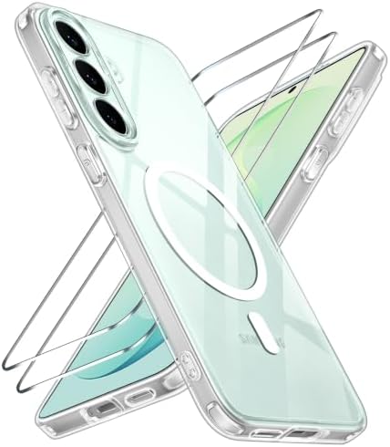 ivoler für Samsung Galaxy S26 FE Hülle mit 2 Folien, MagSafe, Transparent | 3-in-1 Set, Stoßfest nach Militärstandard, Schlank, Kratzfest, Kameraschutz mit Erhöhten Rändern, Durchs
