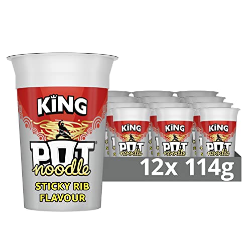Pot Noodle Sticky Rib King Pot instant vegan* snack quick to make noodles Instant Noodle 12x 114 g