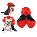 Halloween Cat & Dog Costumes?Red & Black Vampire Dog Costume, Adjustable Cats & Dogs Cape Ideal for Puppy & Kitten Halloween, Parties, and Cosplay