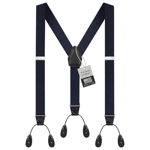 Image of HOLD'EM Tuxedo Button Suspenders for Men - Mens Dress Suspenders Formal | 100% Genuine Leather | Made in USA | Regular & Tall