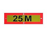 gigaliner österreich gelb reflektierendes und orange-rot fluoreszierendes Schild mit schwarzem Aufdruck ‚25 M‘