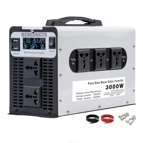 HENGJINGTR 3000W Inverter De Onda Sinusoidal De 3000W, 12V 24V 48V 60V 72V Power Power Inverter Fase Dividida Entrada CA Salida De CA 110V/220V/230V Converter De CA para RV, Camión, Solar,72V to 110V