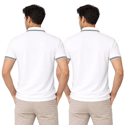 Image of Hangout Hub Men's Polo T Shirt | Solid | Plain Regular Fit Tees|Collar T-Shirts|Half Sleeves|Set of 1 & 2|HH.MP.MAR