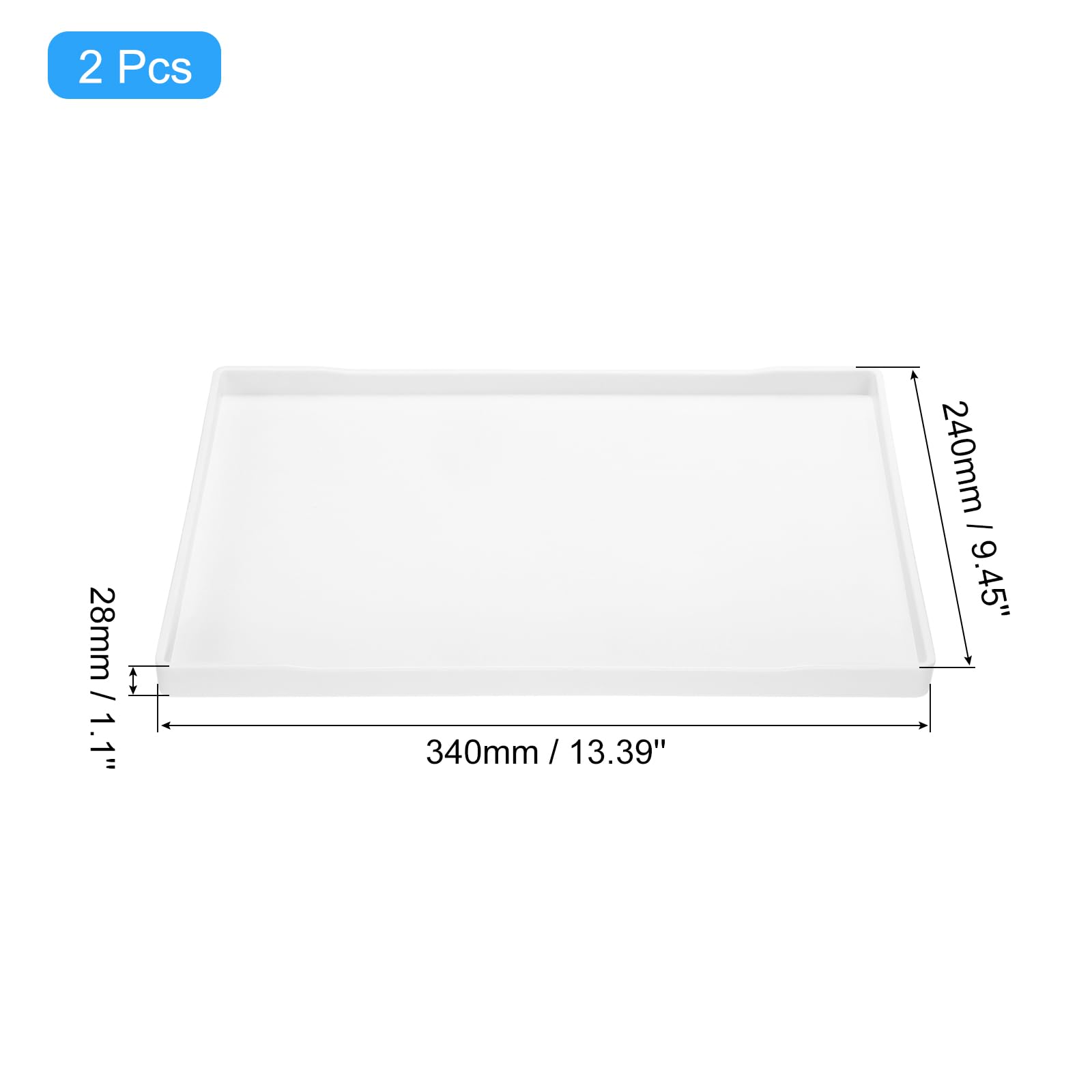uxcell 2Pcs Serving Tray Small White Mini Tray 9" x 13" Plastic Rectangular Wooden Serving Trays Decorative Ottoman Platter for Breakfast Kitchen Bathroom - Image 2