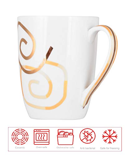 Image of U.P.C. Milk Mug Set of 2 | Ceramic & Bone China Coffee Milk Cups | Designer Printed Tea Coffee Mug Set | Large Capacity Milk Mugs | Microwave Safe Cup Set (MM512)