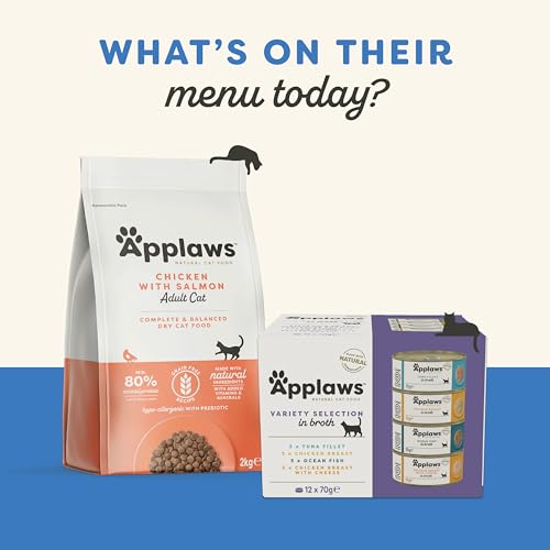Applaws Premium Natural Katzenfutter Nass, Thunfischfilet mit pazifischer Garnele in Brühe 70g Portionsbeutel (12x70g )