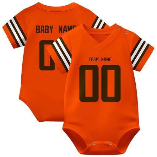 Image of KREDE Baby Clothes Unisex Bodysuit Jersey Style Custom Name Number for Baby Boys