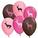 Pink Buck Balloons (Deer Balloons, Large 12" Latex, Printed on Both Sides, 3 Colors, 6 Pack) Pink Camo Party Collection by Havercamp