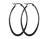 Material: Titan Stahl. GUMONI Schmuck Damen Ohrringe Creolen 2 PCS Titan Stahl Ohrschmuck Schwarz Gold Silber Roségold Farbe(Schwarz)