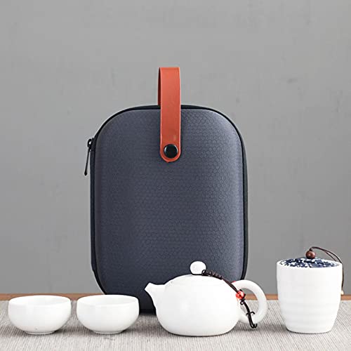 XiaoHeJD Tetera de cerámica, Tetera, Taza de té Gaiwan para Tetera China Puer, Juego de té portátil, Utensilios para Beber con Bolsa de Viaje Cover