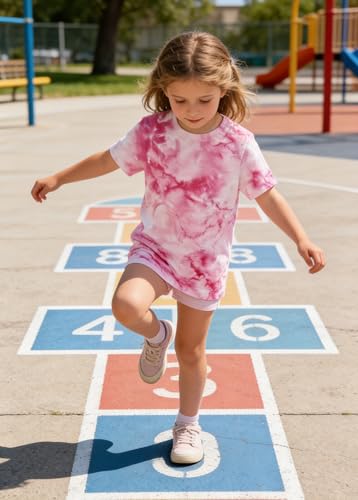 Image of SunFoucs Girls Kids Shirts Size 5-12 Tie Dye Casual Tshirt Short Sleeve Crewneck Tee Top | Short Sleeve Rainbow Tee Top